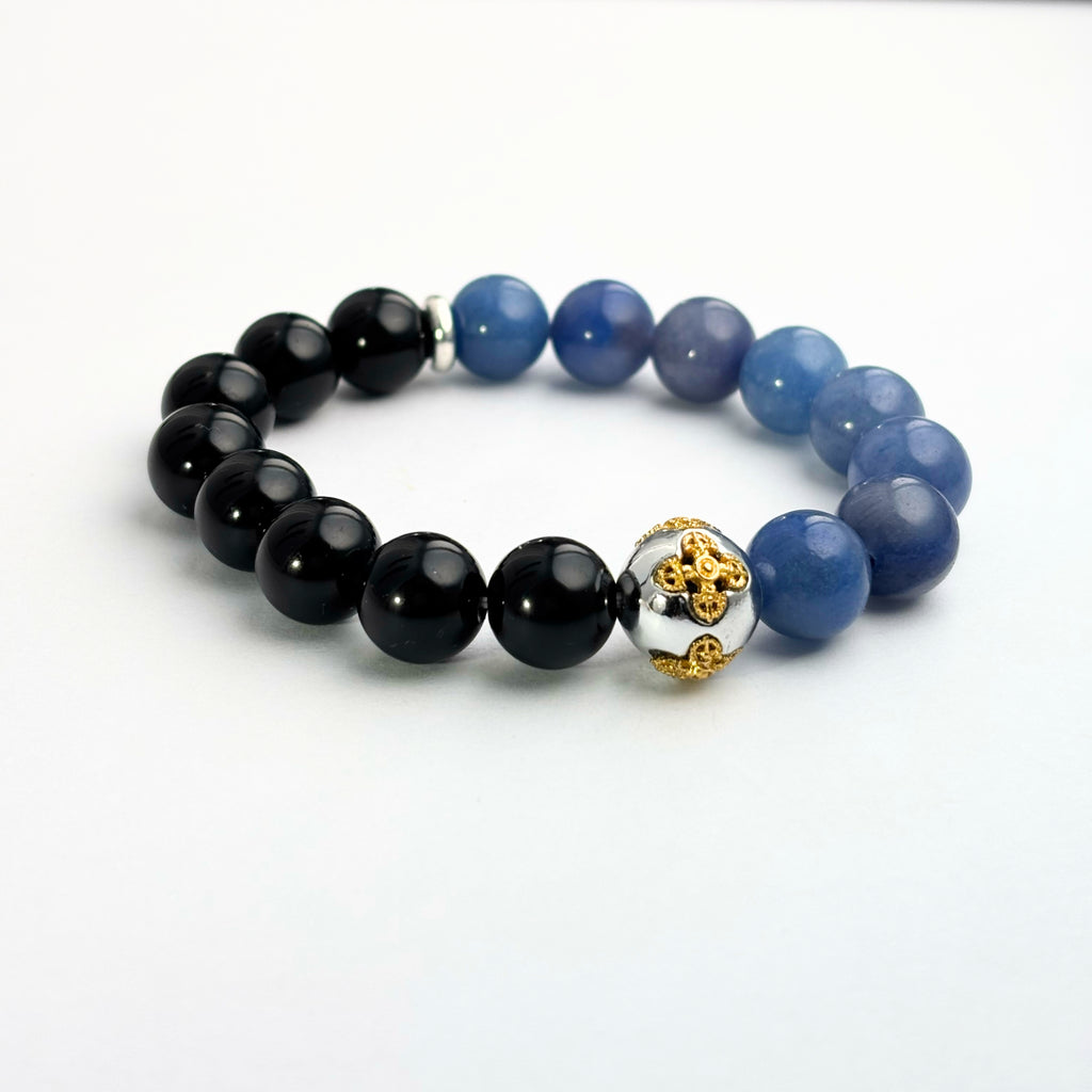 Sodalite & Black Obsidian Bracelet - Vajra Crystal Bracelet for Protection