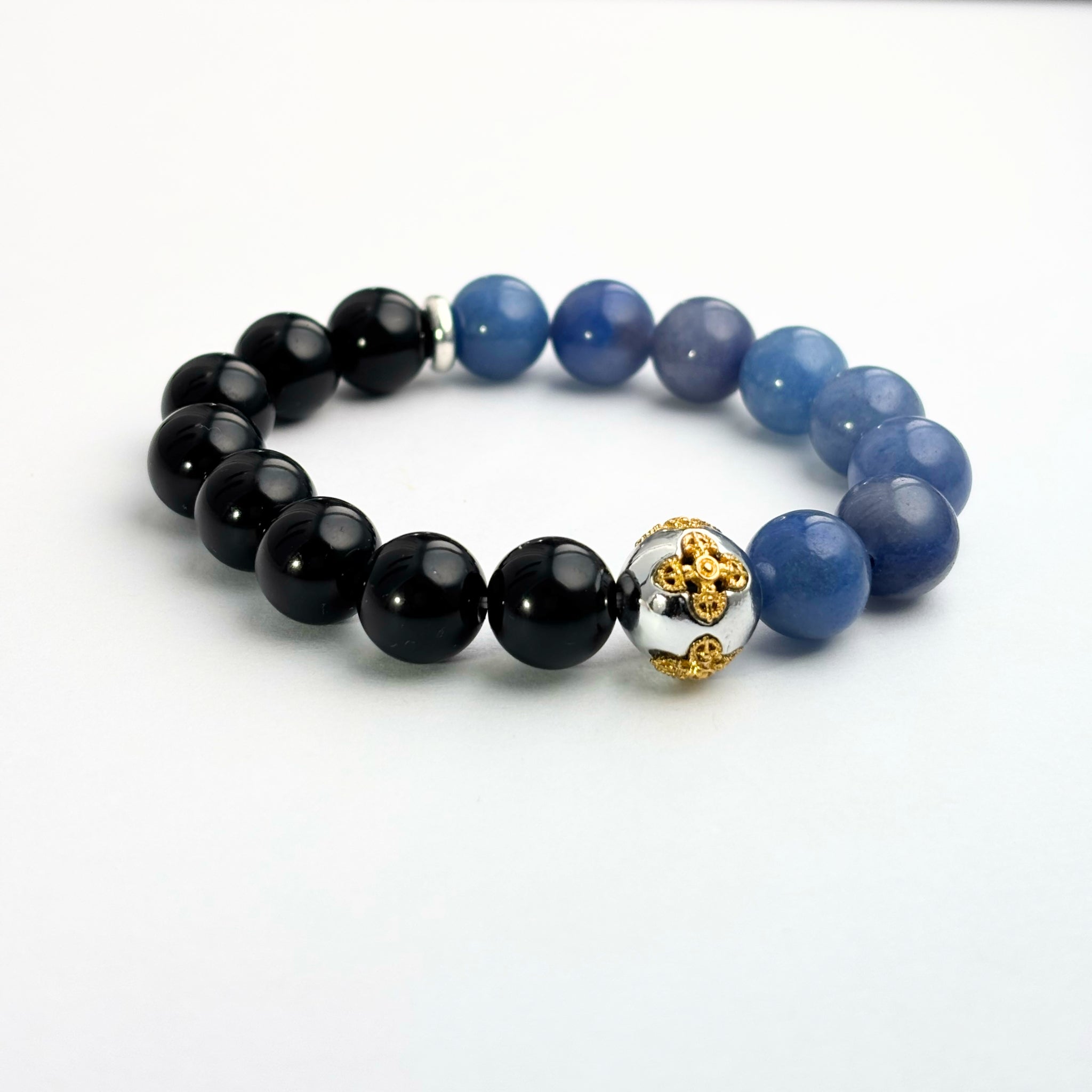 Sodalite and Black Obsidian Vajra Crystal feng shui bracelet for protection – IrisFengShui Main image
