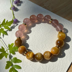 Tiger Eye Bracelet and Strawberry Quartz Bracelet – Guardian’s Gaze Feng Shui Charm for Courageous Love and Prosperity