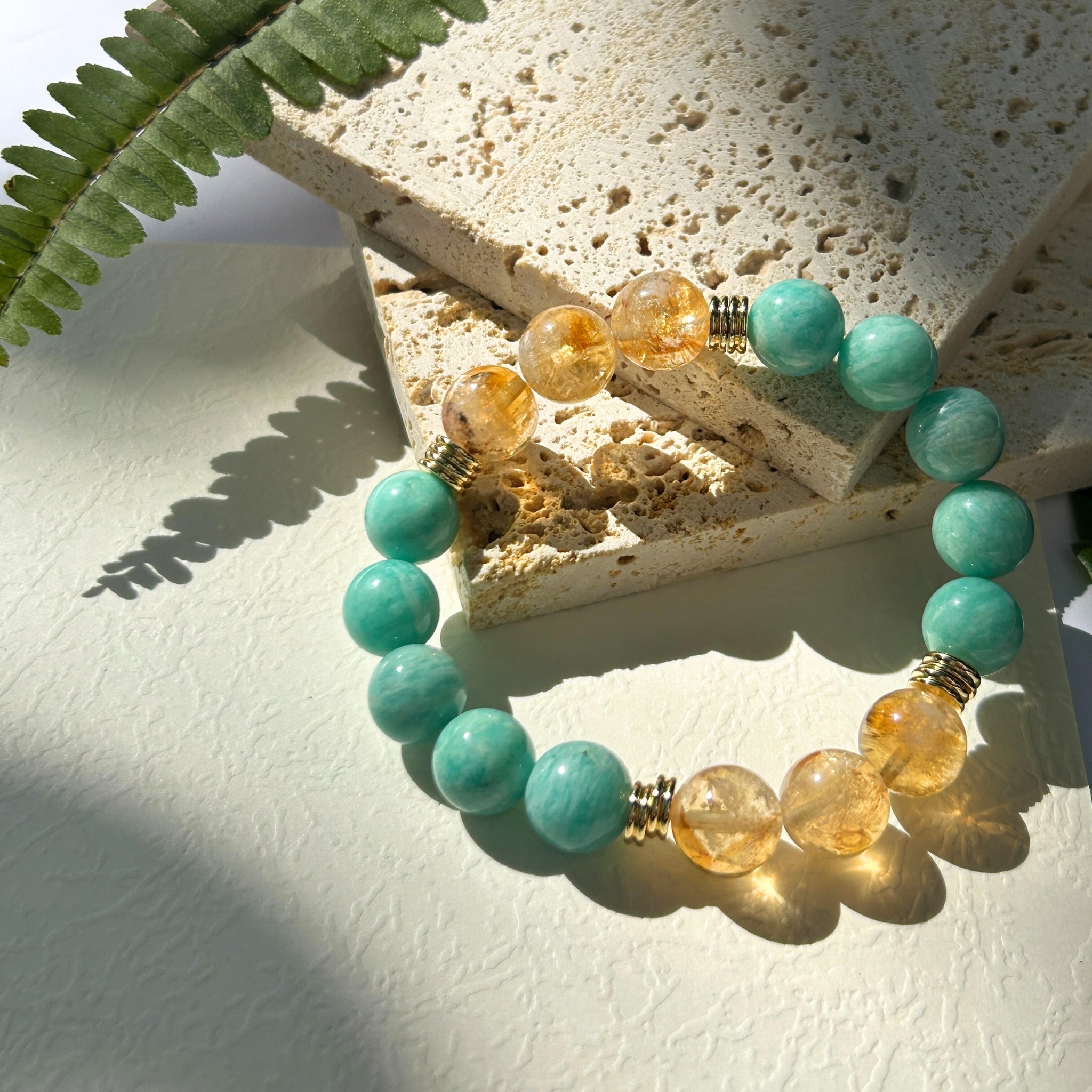 Amazonite Bracelet and Citrine Bracelet – Warrior’s Fortune Feng Shui Courageous Prosperity and Protective Harmony Secondary image