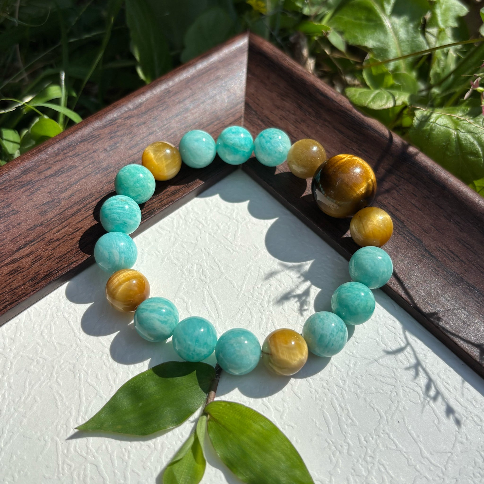 Amazonite Bracelet with Tiger Eye Bracelet – Empower Your Inner Warrior Feng Shui for Courage, Prosperity & Protection