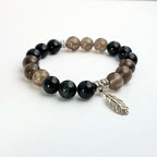 Hawk's Eye Bracelet & Smoky Quartz Bracelet – Silver Feather Clarity Guardian