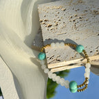 Feng Shui Amazonite and Hetian White Jade Bracelet for Harmony and Emotional Balance