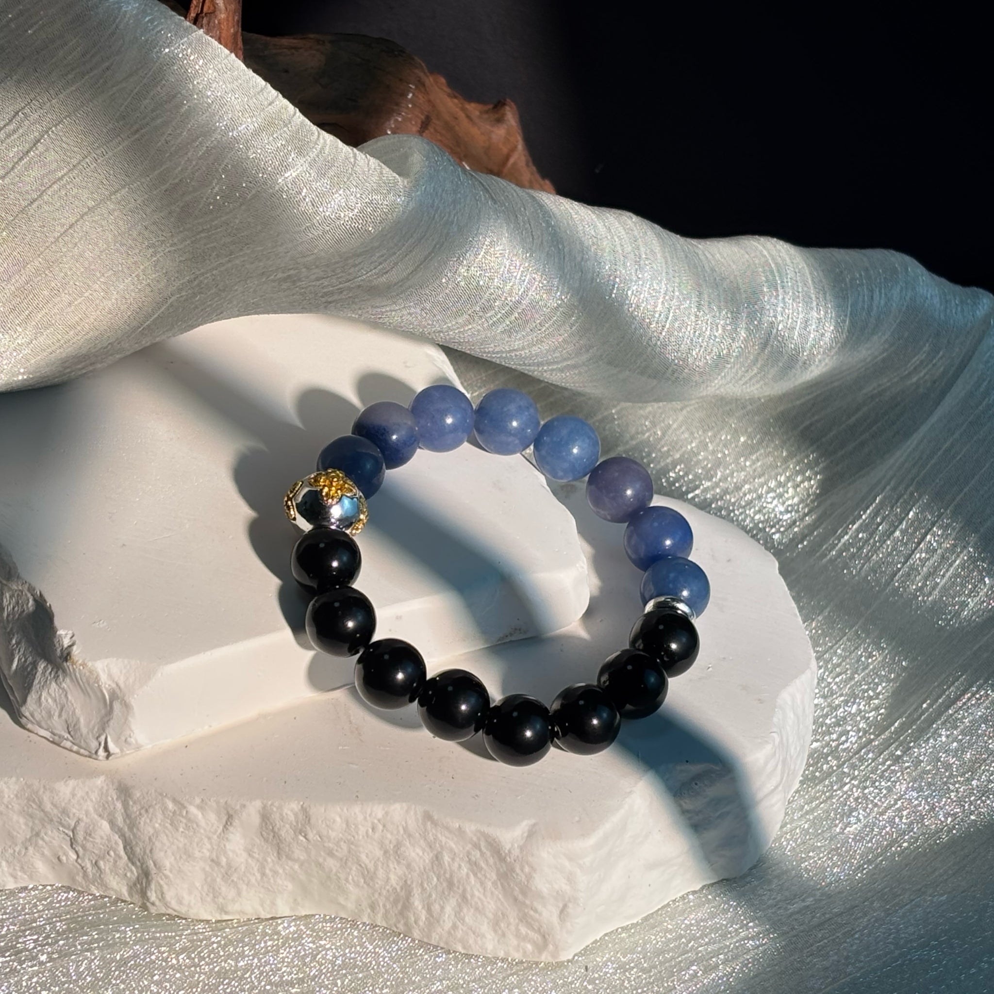 Sodalite & Black Obsidian Bracelet - Vajra Crystal Bracelet for Protection Secondary image
