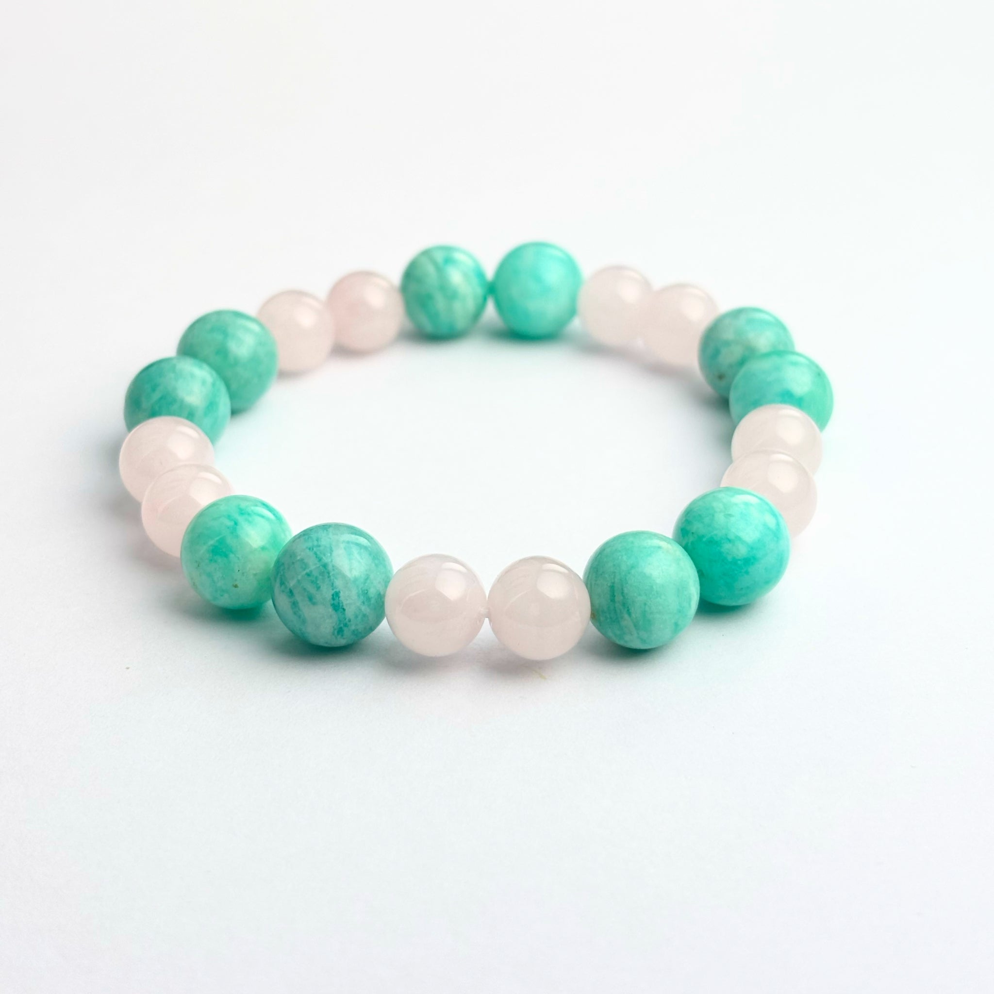 Amazonite Bracelet & Rose Quartz Bracelet - Love Harmony Embrace