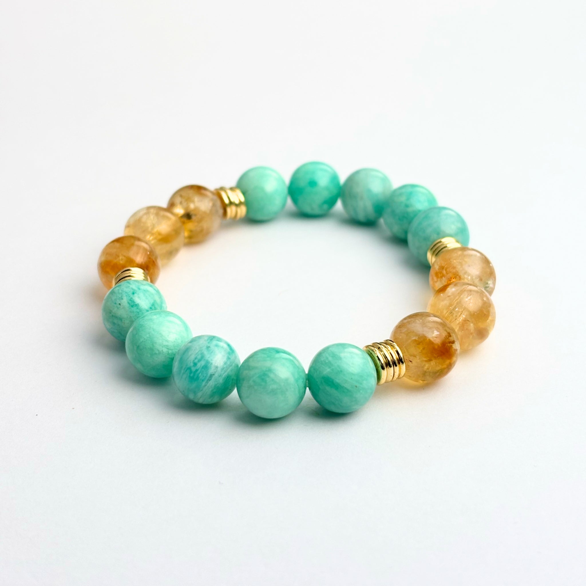 Amazonite Bracelet and Citrine Bracelet – Warrior’s Fortune Feng Shui Courageous Prosperity and Protective Harmony