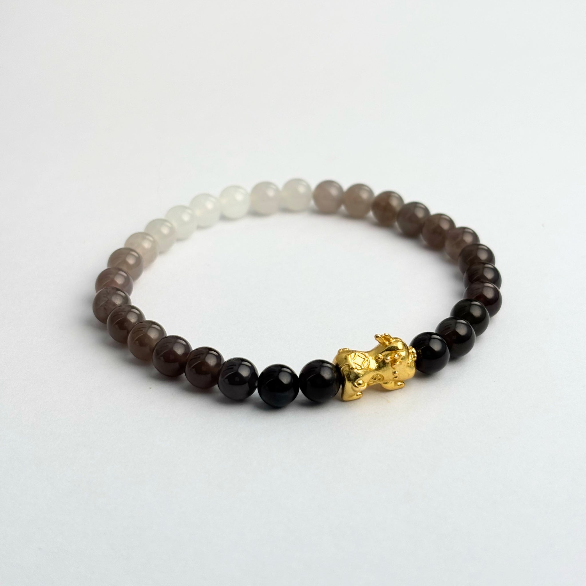 Purple Hetian Jade Pixiu feng shui bracelet – smoky gradient nephrite talisman for prosperity – IrisFengShui Main image