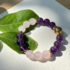 Amethyst Bracelet, Rose Quartz Bracelet & Vajra Crystal Bracelet – Whisper of Eternal Love Feng Shui Heartfelt Wisdom