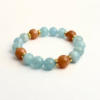 Aquamarine Bracelet with Golden Sunstone Bracelet – Mermaid’s Treasure Feng Shui Charm for Courage and Protection