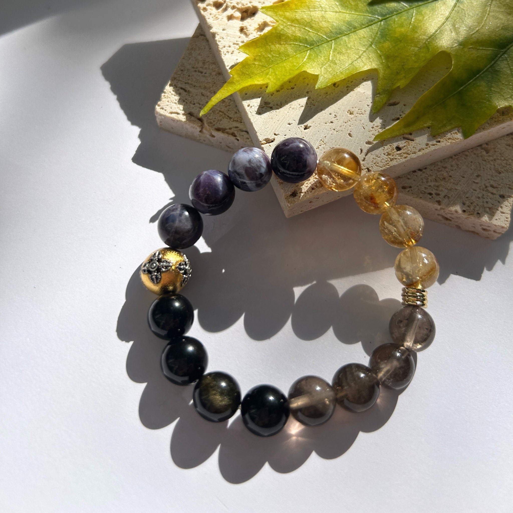 Chevron Amethyst Bracelet, Citrine Bracelet, Golden Obsidian Bracelet & Vajra Crystal Bracelet – Enlightened Harmony Feng Shui Secondary image