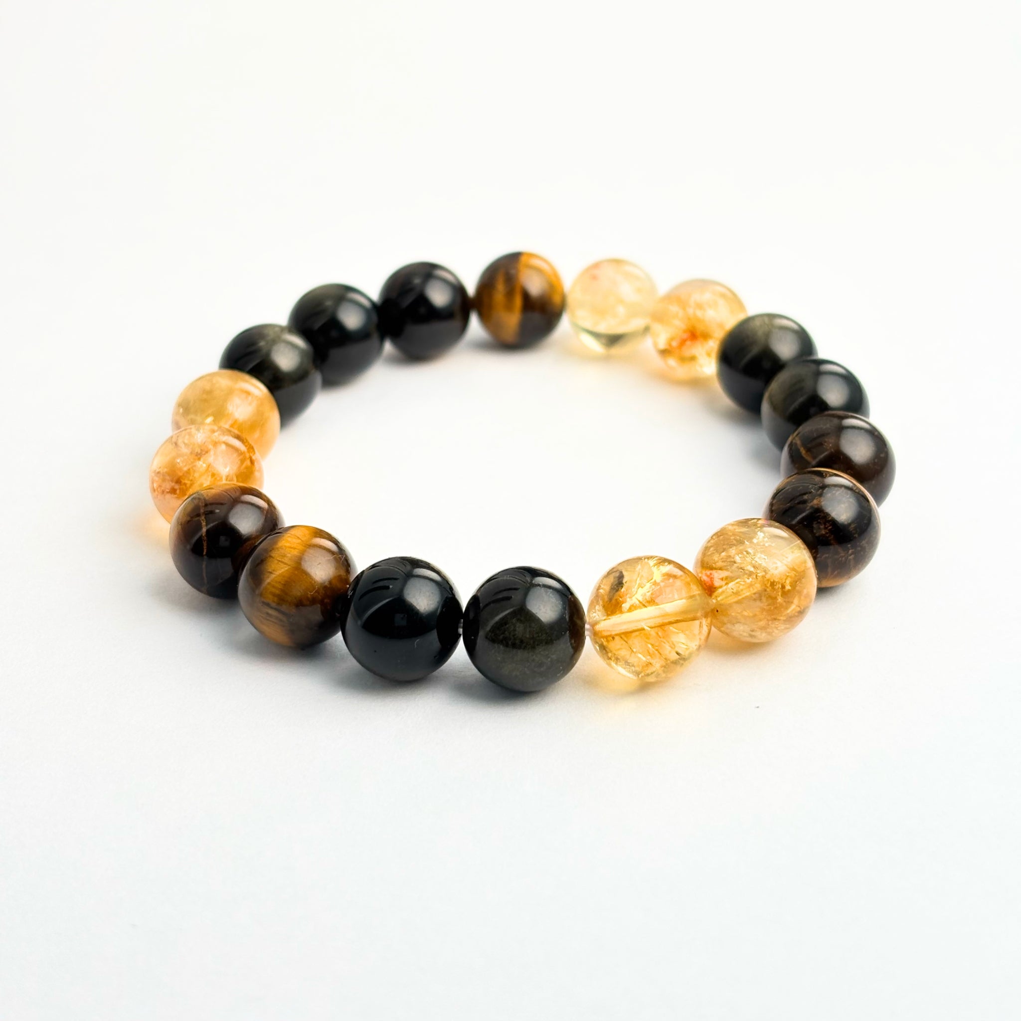Citrine Golden Obsidian Tiger's Eye feng shui bracelet set for wealth and vitality – IrisFengShui Main image