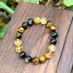Citrine Bracelet & Golden Obsidian Bracelet with Tiger’s Eye Bracelet – Feng Shui Harmony of Abundance for Wealth, Protection & Vitality
