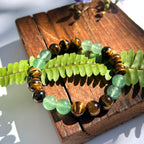 Green Strawberry Quartz Bracelet with Tiger Eye Bracelet – Vitality Weaver Feng Shui Talisman for Growth, Vitality and Fortune