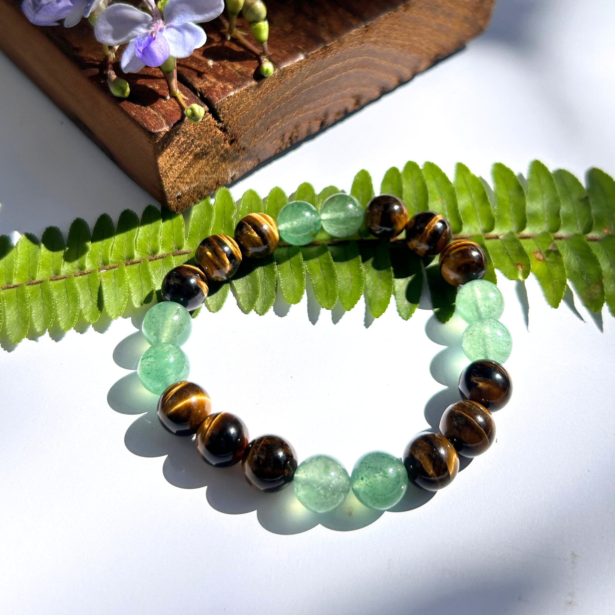 Green Strawberry Quartz Bracelet with Tiger Eye Bracelet – Vitality Weaver Feng Shui Talisman for Growth, Vitality and Fortune Secondary image