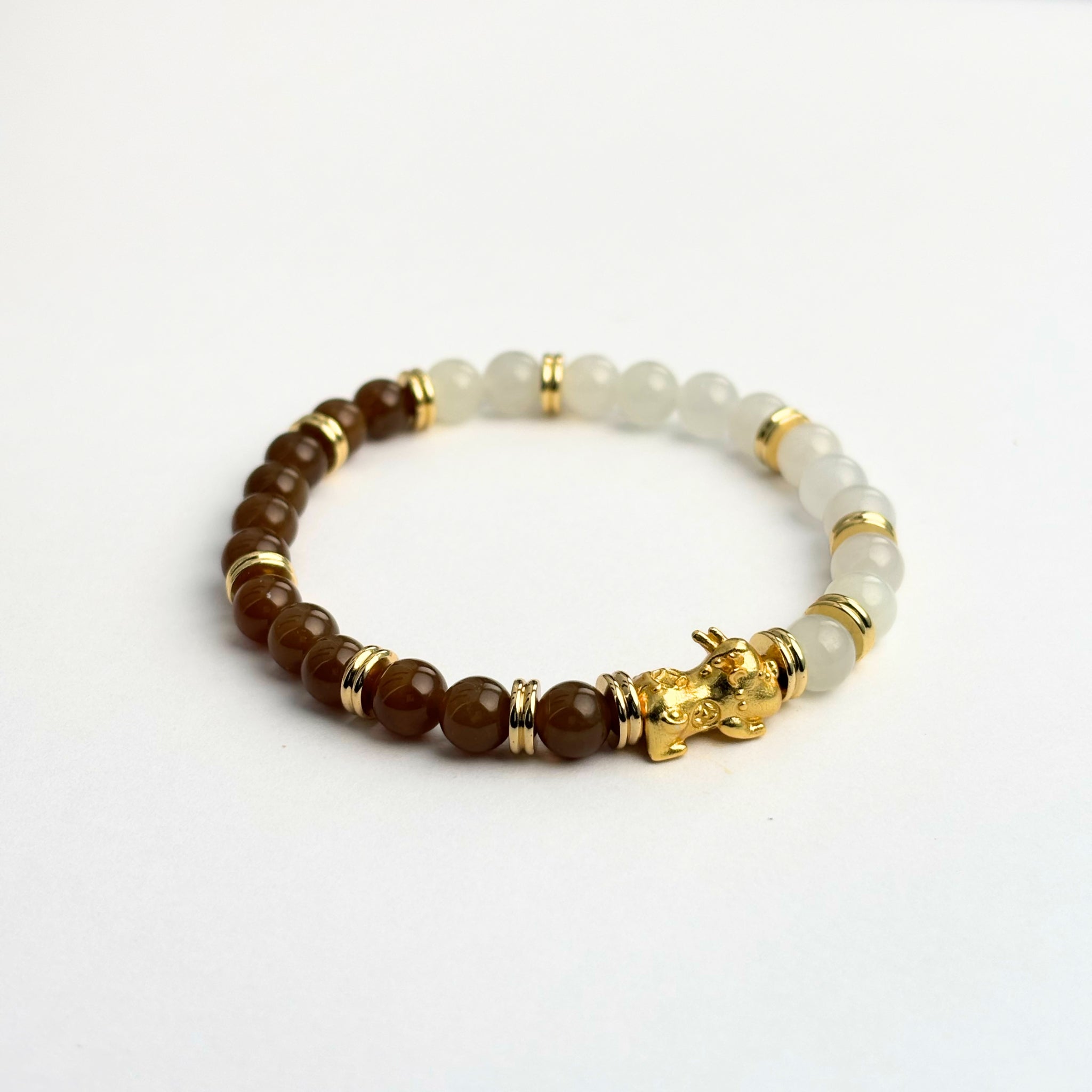 Hetian White Jade and Pixiu feng shui bracelet for harmony and prosperity – IrisFengShui Main image