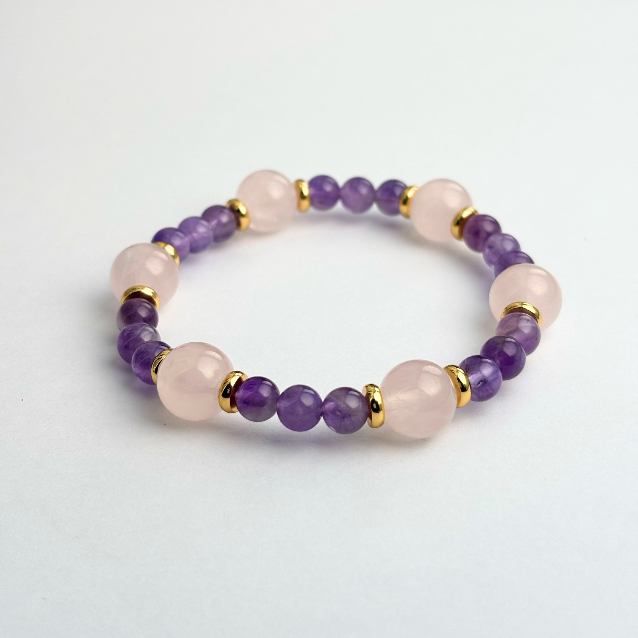 Rose Quartz Amethyst talisman bracelet – feng shui charm for heartfelt connection Main image