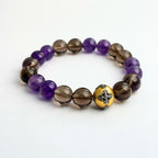 Smoky Quartz Bracelet, Amethyst Bracelet, Vajra Talisman – Feng Shui Sentinel of Ancient Thunder Protection